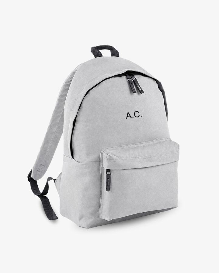 MOCHILA GRANDE GRIS CLARO |  BORDADO PERSONALIZADO