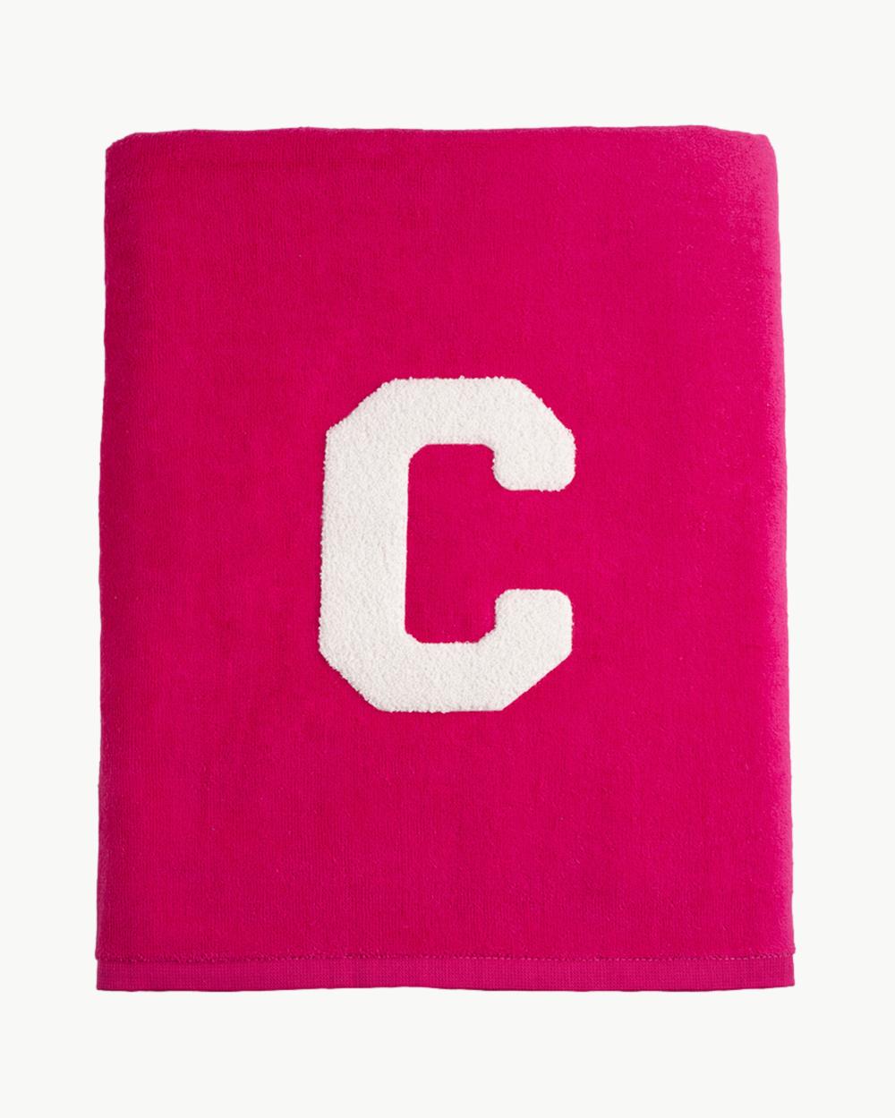 FUCHSIA TOWEL | LARGE CURL INITIAL