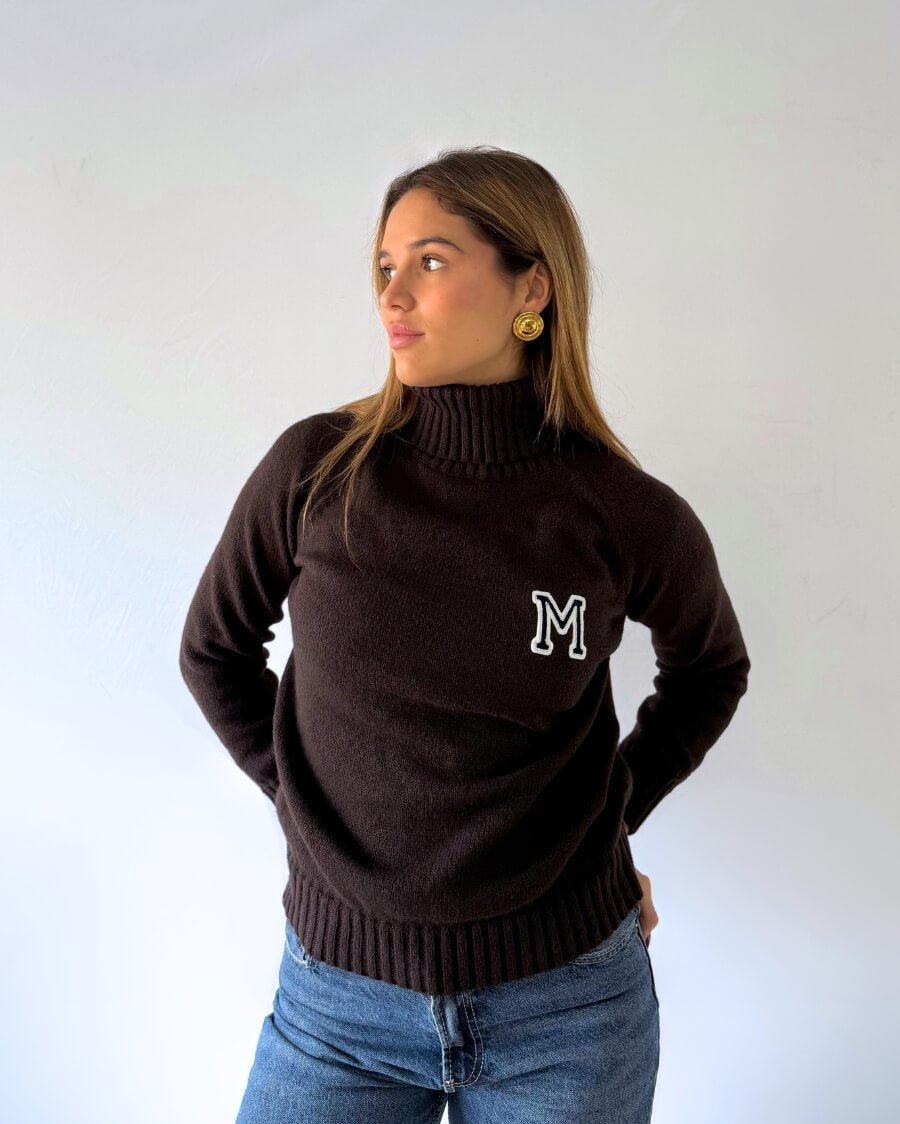 HIGH-NECK JERSEY BROWN