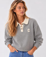 JERSEY-POLO CONTRASTE GRIS