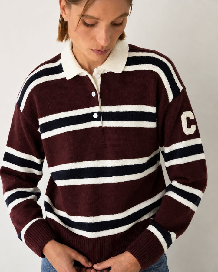 JERSEY-POLO | RAYAS GRANATE
