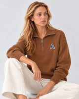 CAMEL-FARBIGE ZIP-STRICKJACKE