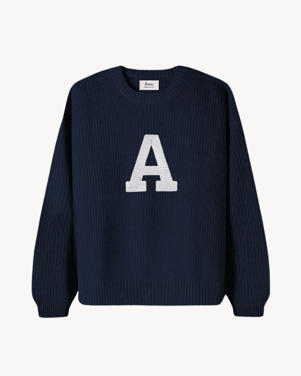 JERSEY AZUL MARINO | INICIAL LENTEJUELAS PLATEADAS