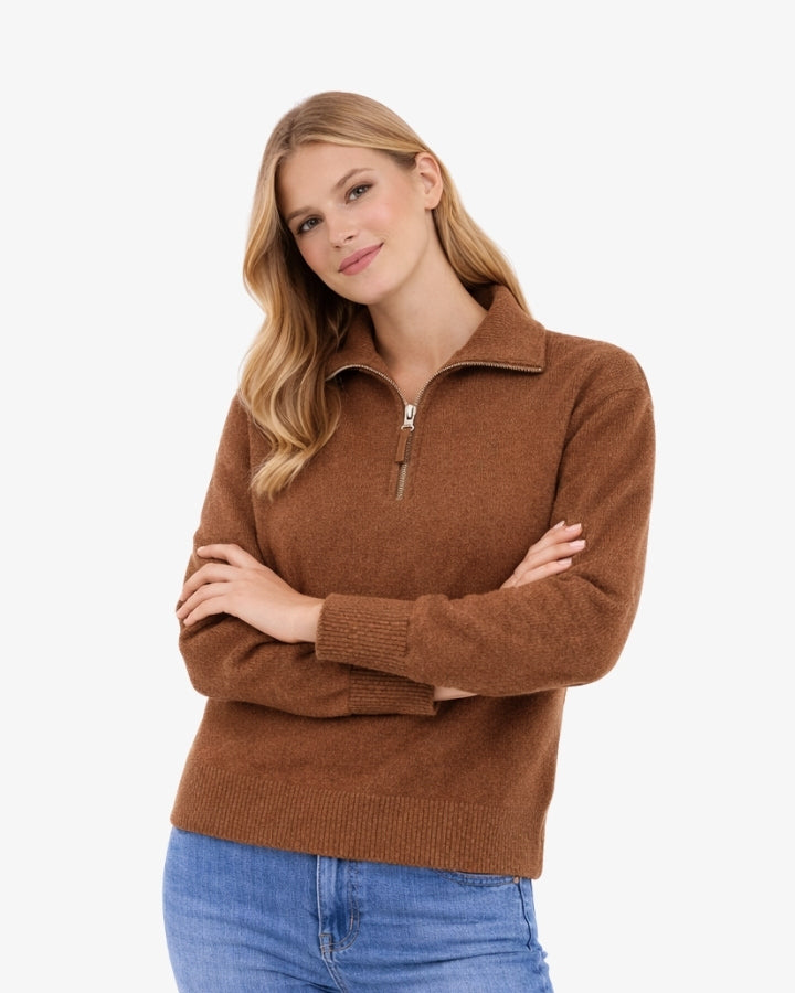 JERSEY ZIPPER DARK CAMEL