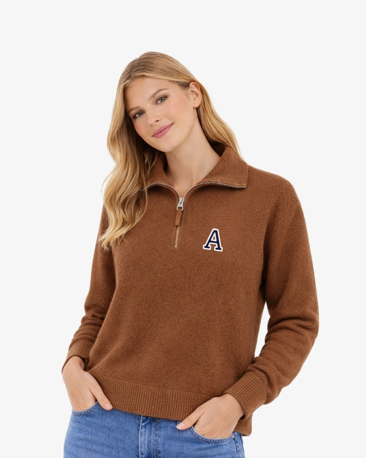 JERSEY ZIPPER DARK CAMEL