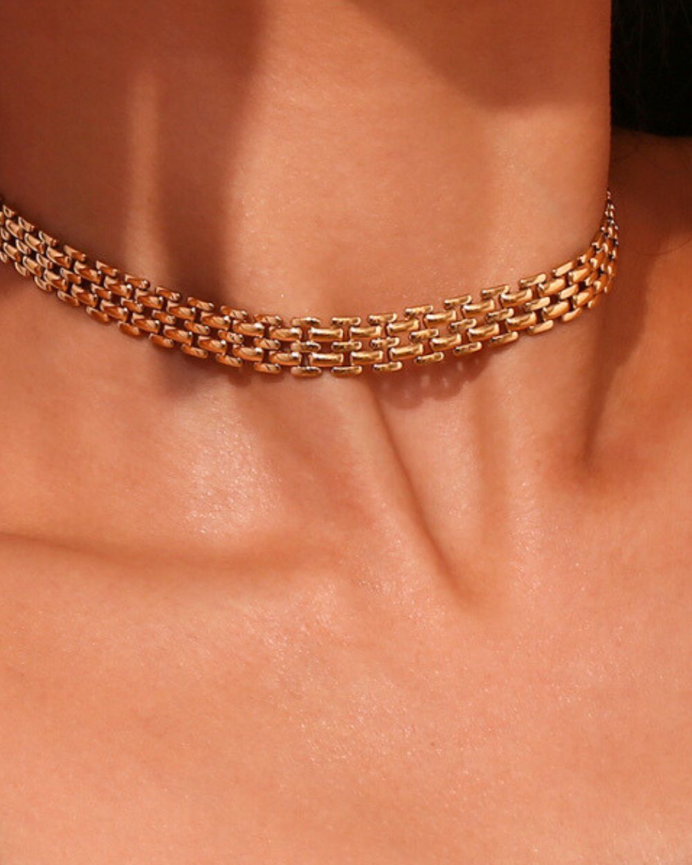 SQUARE LINK NECKLACE | GOLDEN STEEL