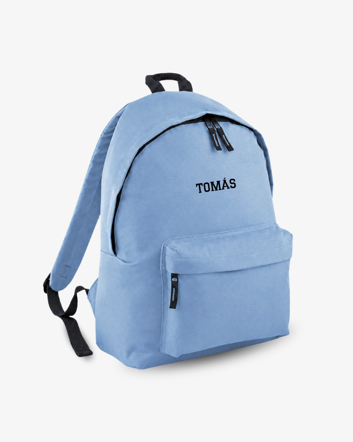 MOCHILA GRANDE AZUL CELESTE |  BORDADO PERSONALIZADO