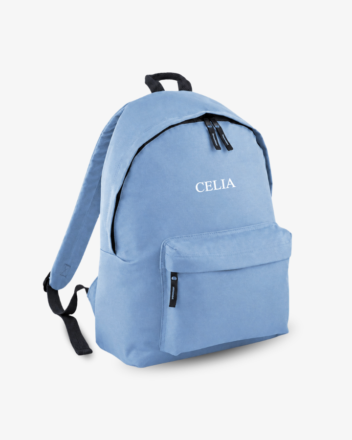MOCHILA GRANDE AZUL CELESTE |  BORDADO PERSONALIZADO
