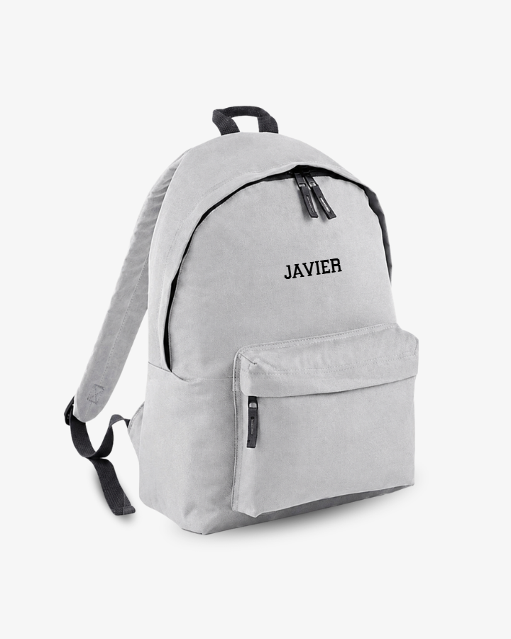 MOCHILA GRANDE GRIS CLARO |  BORDADO PERSONALIZADO