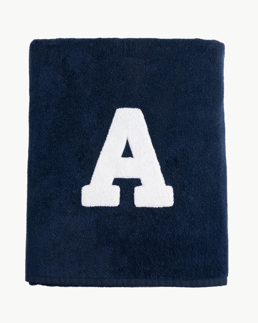 NAVY BLUE TOWEL | LARGE CURL INITIAL