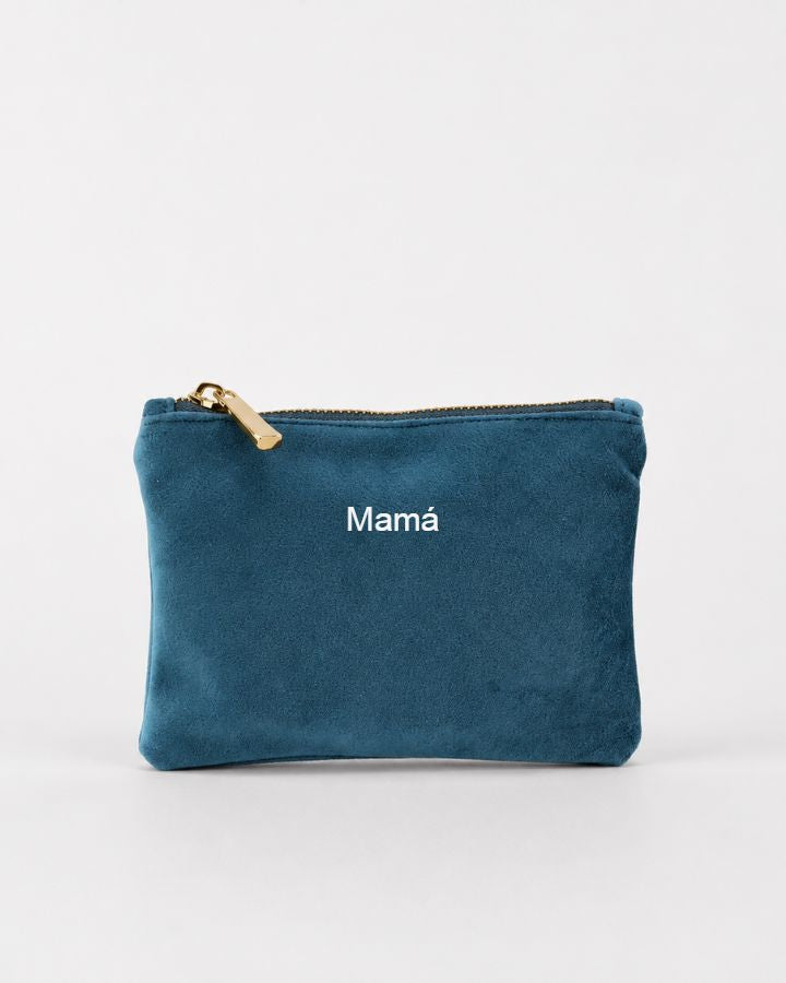 NECESER TERCIOPELO AZUL TOPACIO | BORDADO PERSONALIZADO