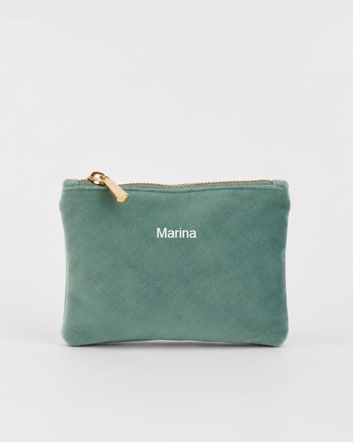 NECESER TERCIOPELO VERDE JADE | BORDADO PERSONALIZADO