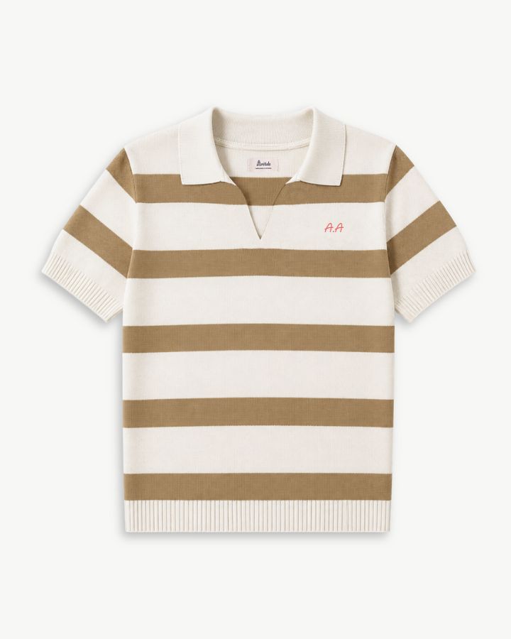 POLO PUNTO RAYAS BEIGE | BORDADO PERSONALIZADO