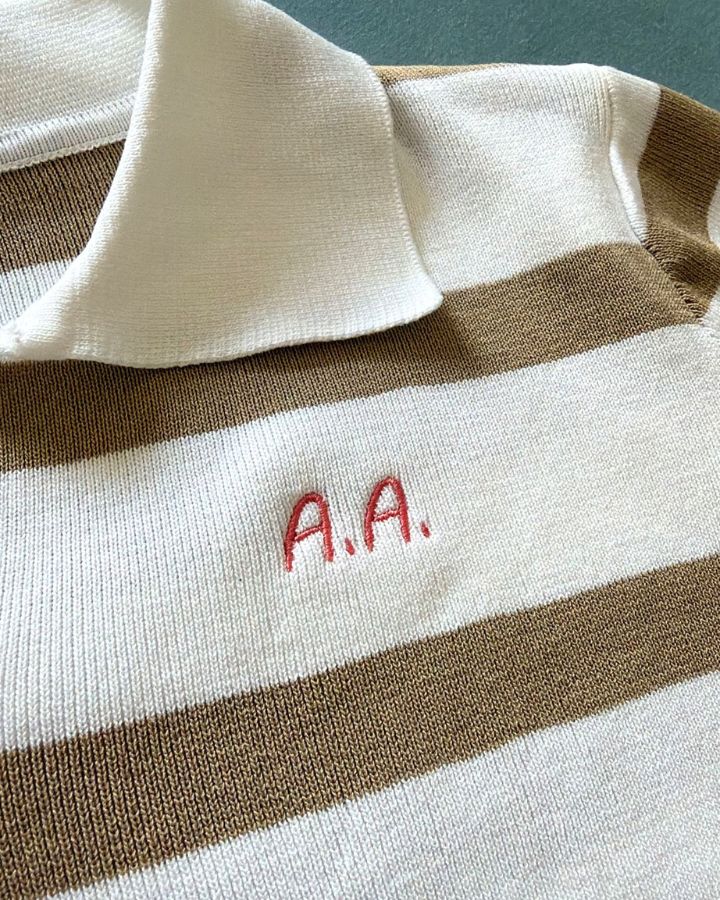 POLO PUNTO RAYAS BEIGE | BORDADO PERSONALIZADO