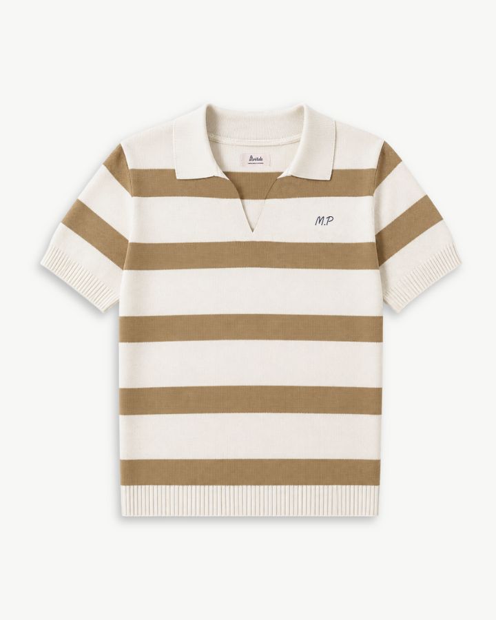 POLO PUNTO RAYAS BEIGE | BORDADO PERSONALIZADO