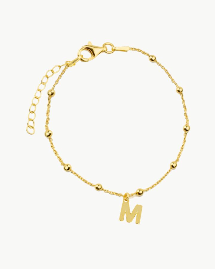 PULSERA BOLAS INTERCALADAS ORO | INICIAL MINI