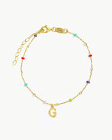 GOLD-PLATED MULTICOLOR BEADED BRACELET | INITIAL MINI