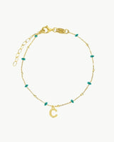 GOLD-PLATED TURQUOISE BEADED BRACELET | INITIAL MINI