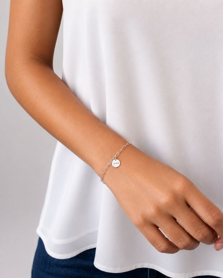 PULSERA ESLABONES PLATA | CHARM MAMA