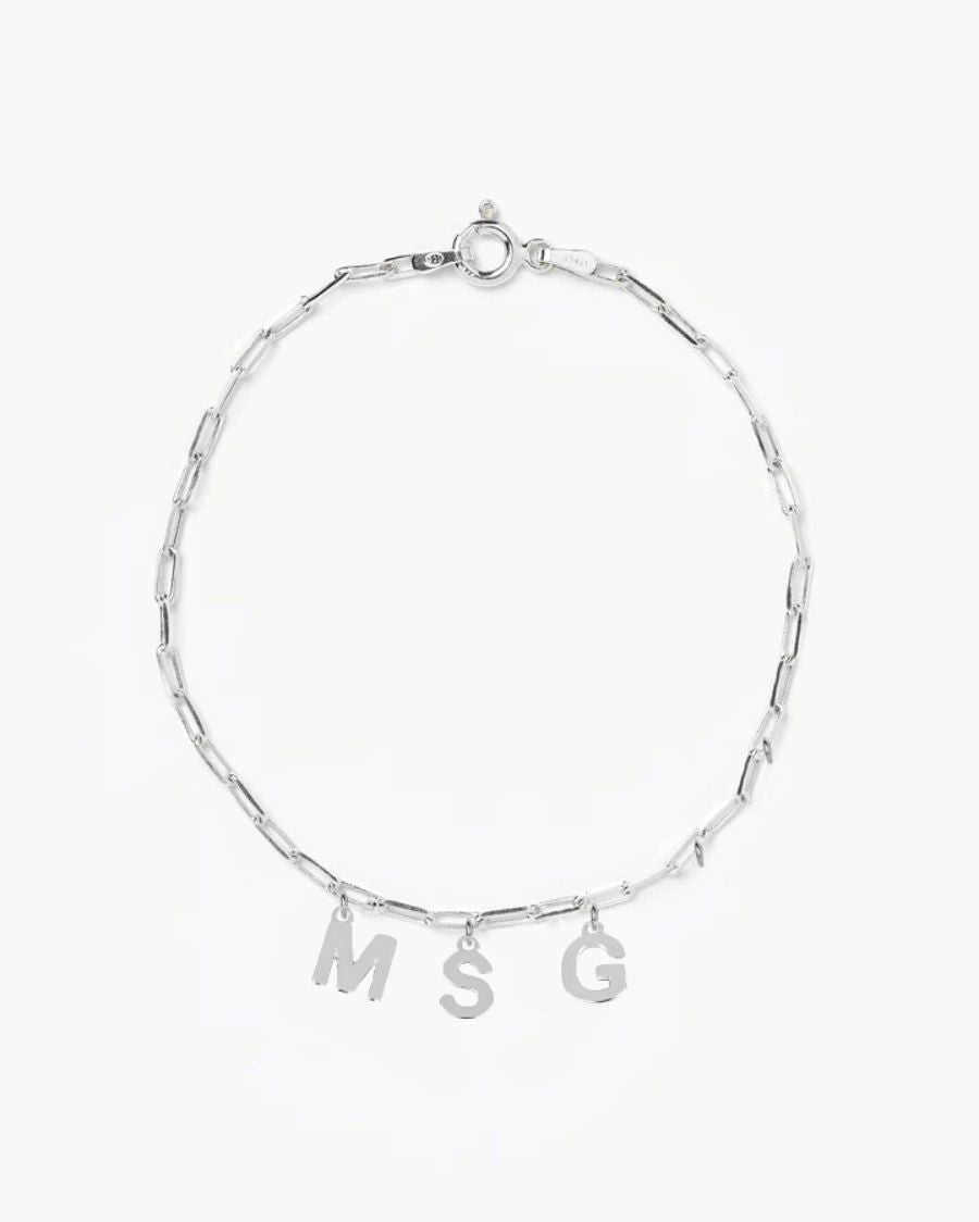 PULSERA ESLABONES PLATA | UNA O MÁS INICIALES MINI