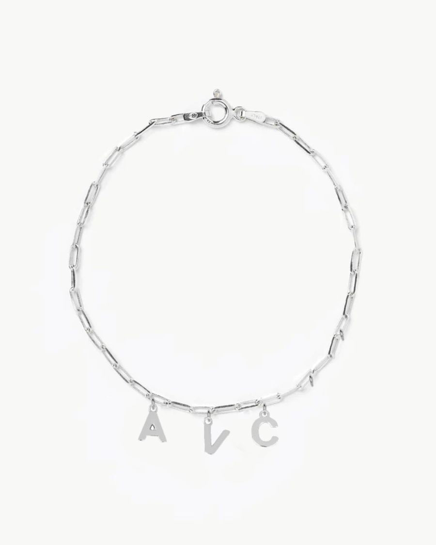 PULSERA ESLABONES PLATA | UNA O MÁS INICIALES MINI 1