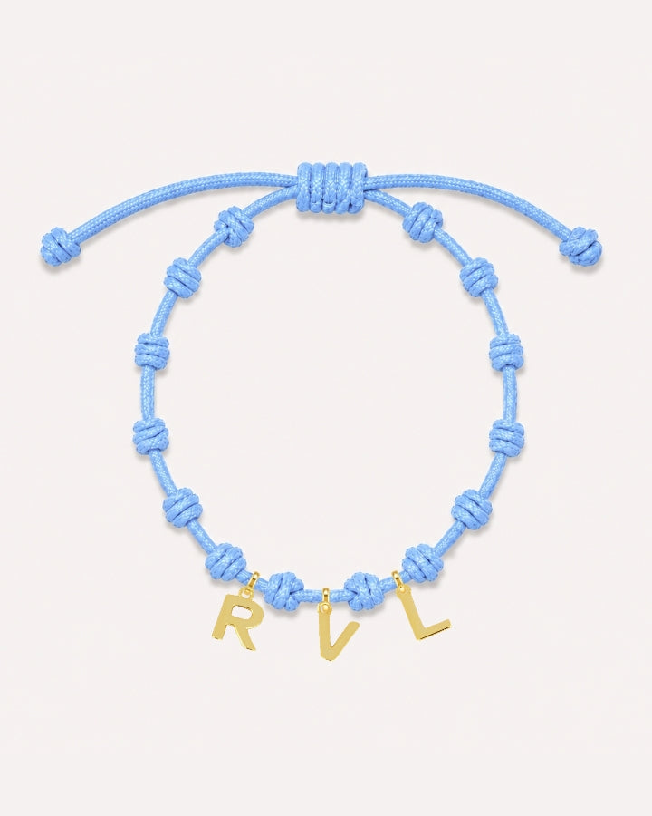 PULSERA NUDOS AZUL CELESTE | INICIAL MINI