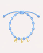 PULSERA NUDOS AZUL CELESTE | INICIAL MINI