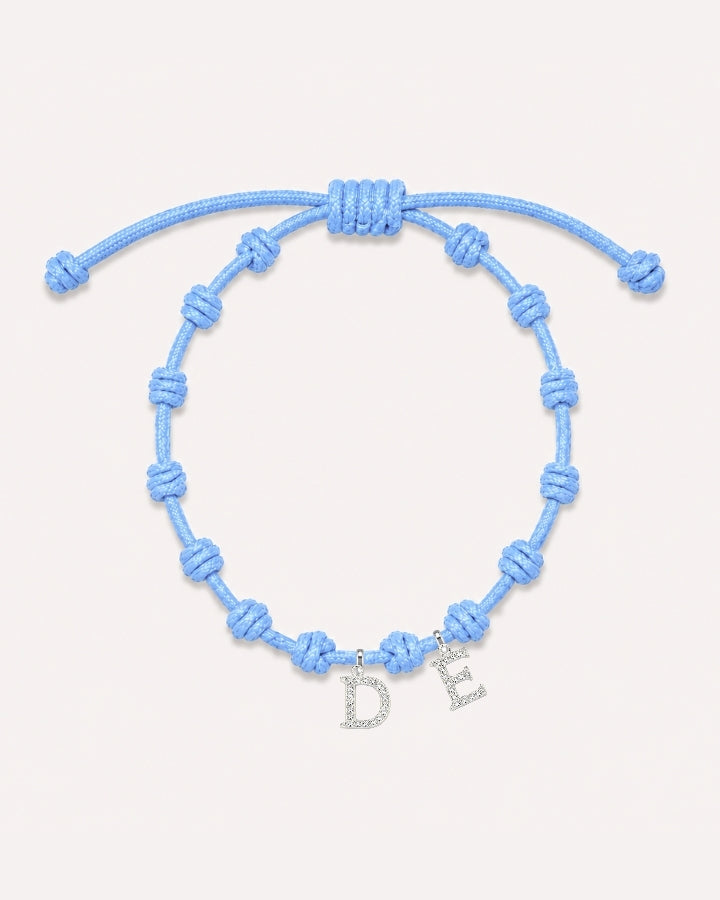 PULSERA NUDOS AZUL CELESTE | INICIAL MINI