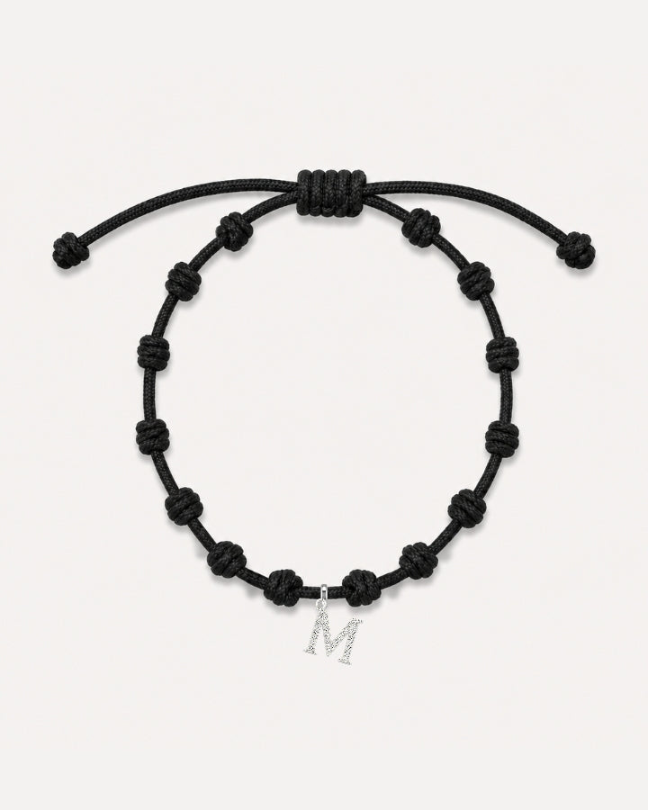 PULSERA NUDOS NEGRA | INICIAL MINI