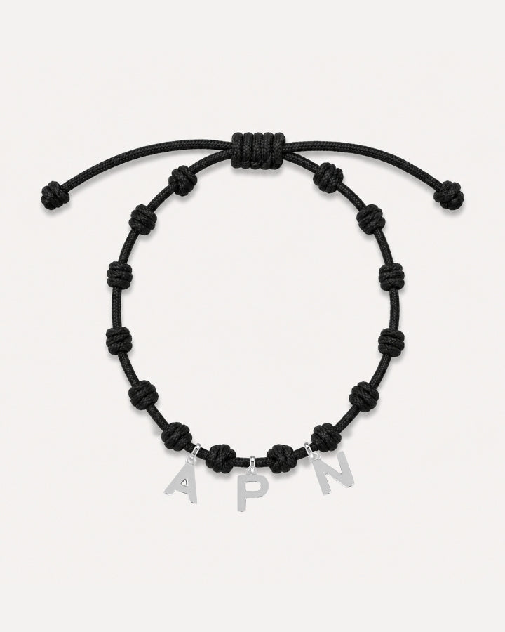 PULSERA NUDOS NEGRA | INICIAL MINI
