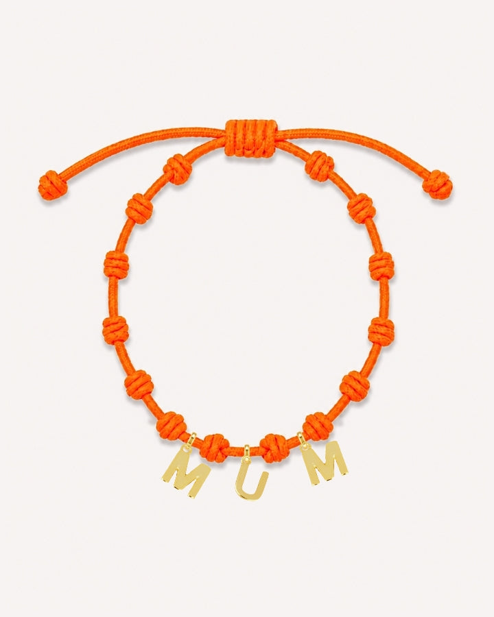 PULSERA NUDOS ORANGE FLUOR | INICIAL MINI