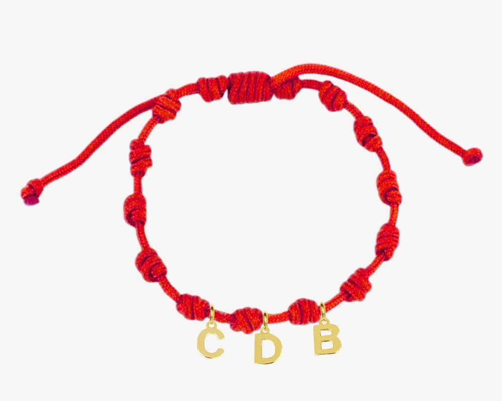 PULSERA NUDOS ROJA | INICIAL MINI