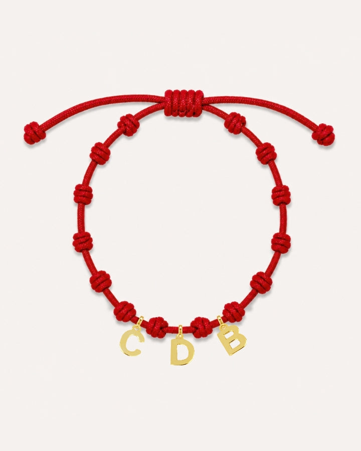 PULSERA NUDOS ROJA | INICIAL MINI