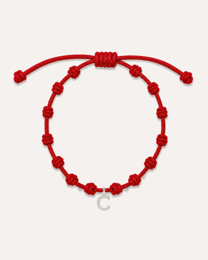PULSERA NUDOS ROJA | INICIAL MINI