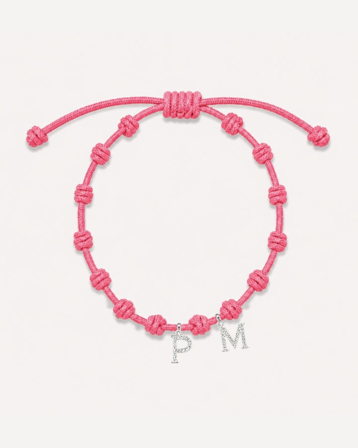 PULSERA NUDOS ROSA | INICIAL MINI