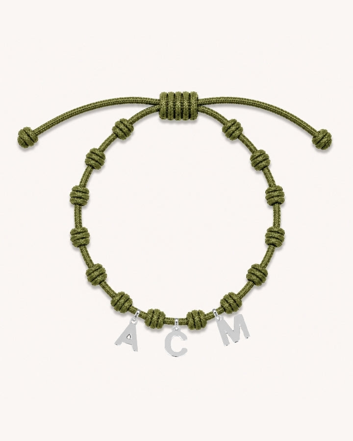 PULSERA NUDOS VERDE OLIVA | INICIAL MINI