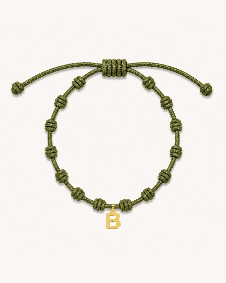 PULSERA NUDOS VERDE OLIVA | INICIAL MINI