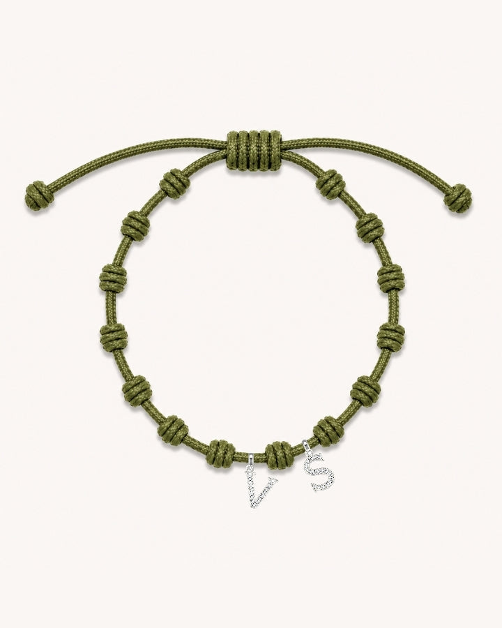 PULSERA NUDOS VERDE OLIVA | INICIAL MINI