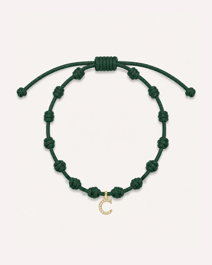PULSERA NUDOS VERDE OSCURO | INICIAL MINI