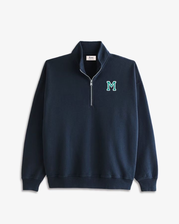 SUDADERA-ZIPPER AZUL MARINO | INICIAL
