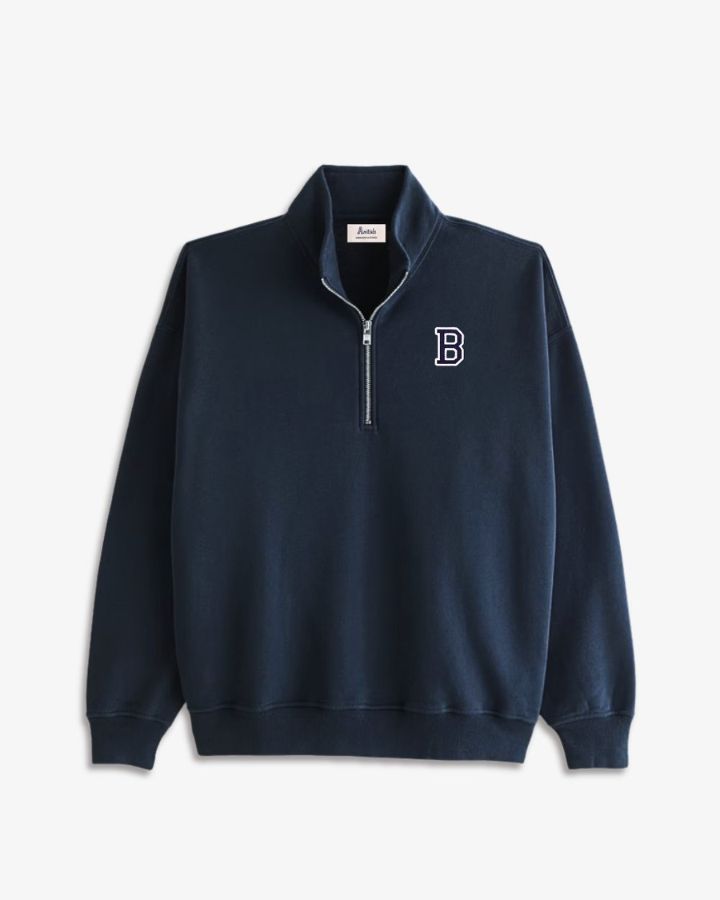 SUDADERA-ZIPPER AZUL MARINO | INICIAL