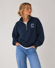SUDADERA-ZIPPER AZUL MARINO | INICIAL