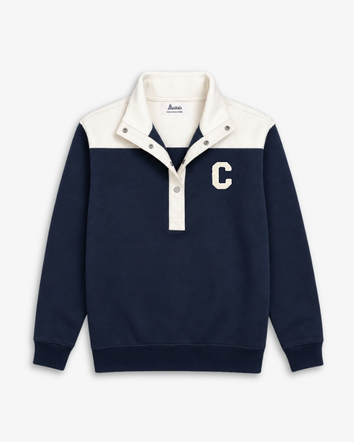 SUDADERA-ZIPPER CONTRAST MARINO | INICIAL