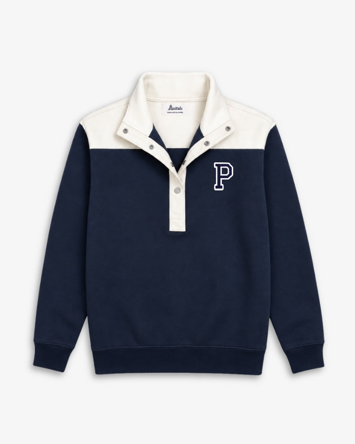 SUDADERA-ZIPPER CONTRAST MARINO | INICIAL