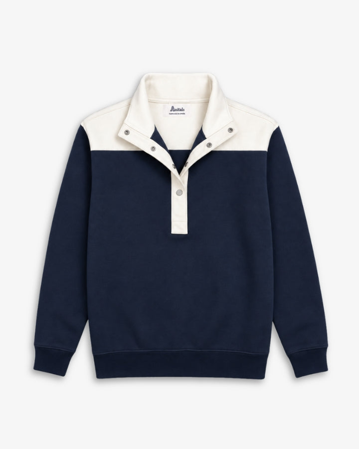 SUDADERA-ZIPPER CONTRAST MARINO | INICIAL