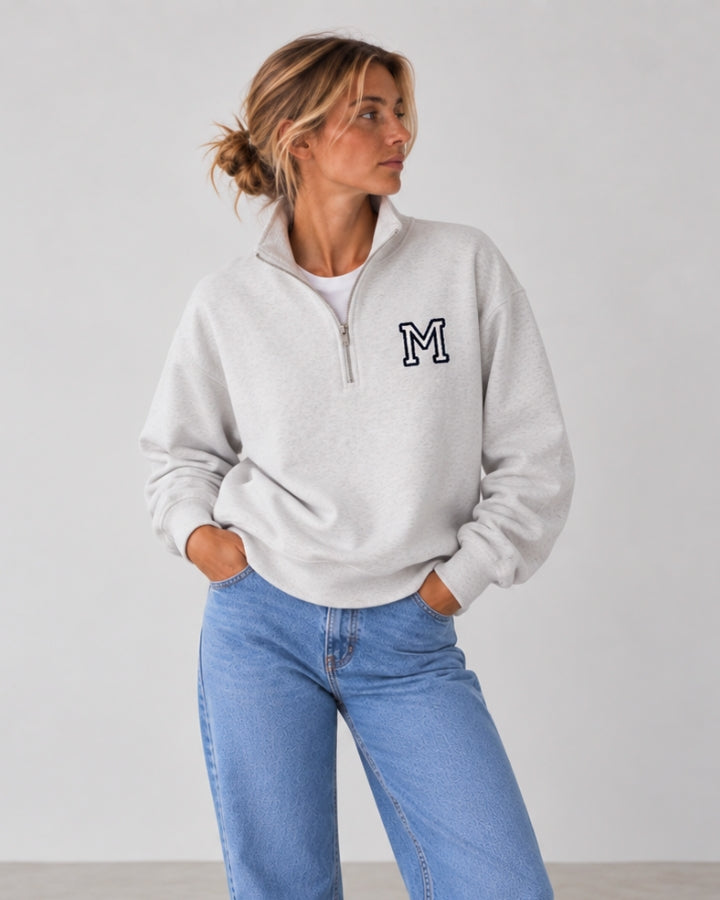 SUDADERA-ZIPPER GRIS | INICIAL