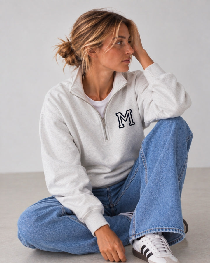 SUDADERA-ZIPPER GRIS | INICIAL