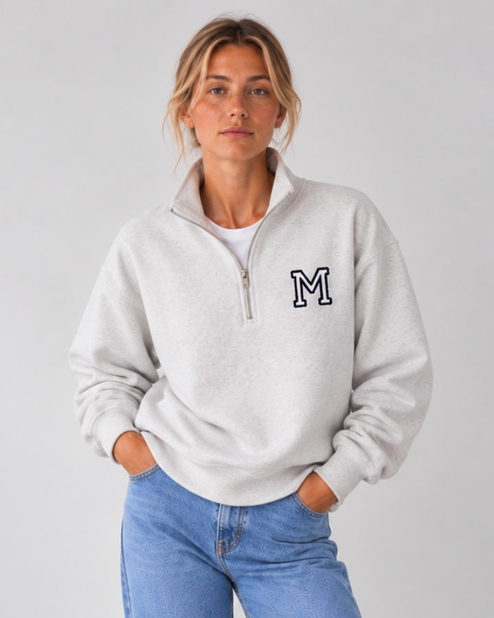 SUDADERA-ZIPPER GRIS | INICIAL