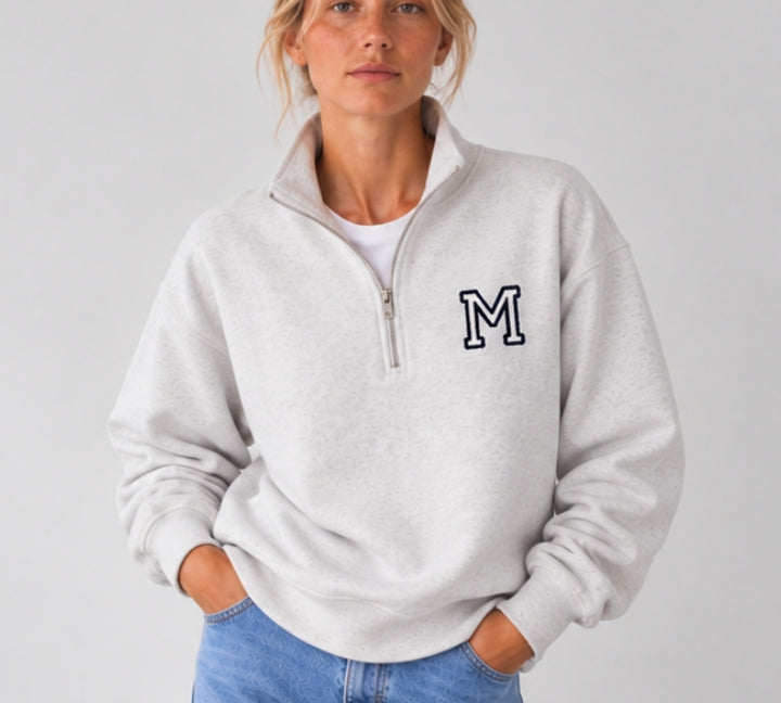 SUDADERA-ZIPPER GRIS | INICIAL