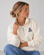 SUDADERA-ZIPPER OFF WHITE | INICIAL